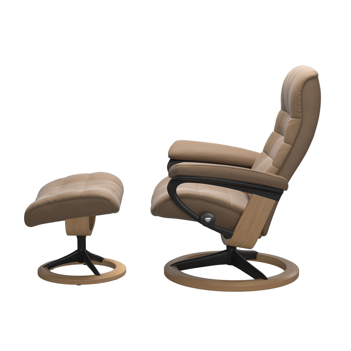 Stressless® Opal (M) Signature Base Recliner with Ottoman